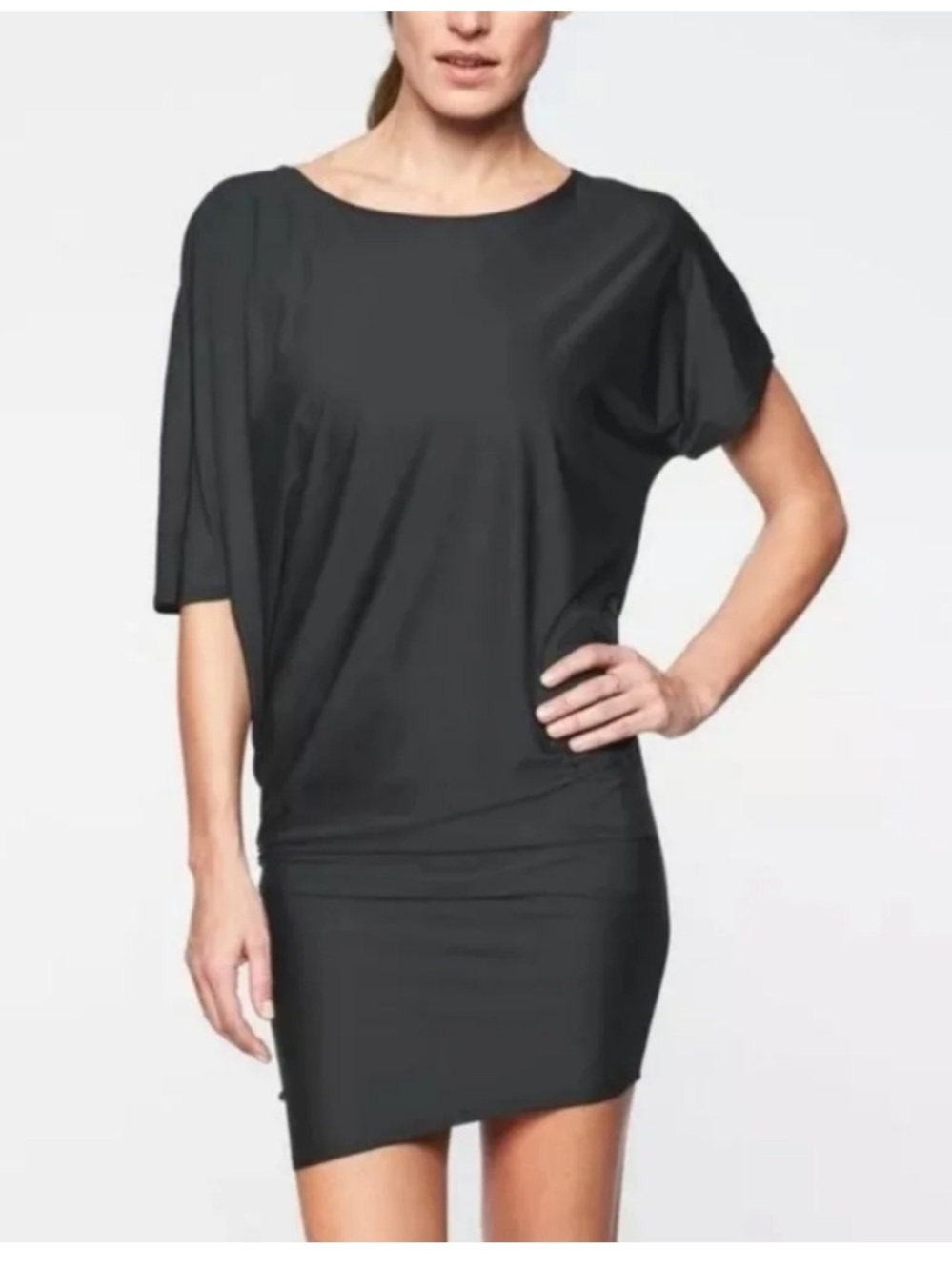 ATHLETA Sunlover Hilo UPF Asymmetrical Dress Black
